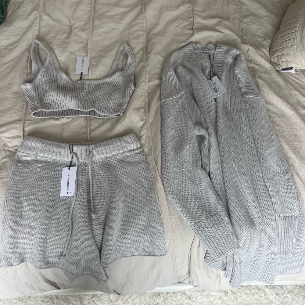 WeWoreWhat 3-piece grey knit set